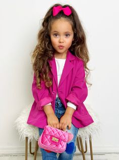 Shop toddler clothing with Mia Belle Girls. It’s time to level up her outfit with a striking pink blazer that will give her boss-girl vibes. Featuring a sophisticated look, this fashionable outerwear will have your little trendsetter walking with confidence! Jacket available in sizes for toddlers and little girls Cute School Picture Day Outfits, Picture Day Hairstyles For Kids, Pretty And Polished, Pink Jacket Blazer, Girls Boutique Clothing, Boss Girl, Holiday Events, Toddler Girl Style, Toddler Clothing