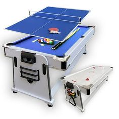 a ping pong table and foosball tables are shown in front of each other