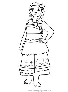 a girl in mexican dress coloring page