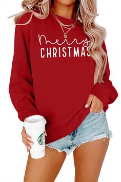 PRICES MAY VARY. Materials: This Merry Christmas sweatshirt is made of high quality cotton blend, comfortable and breathable, light and soft material. It is friendly to your skin and wont feel tight in it Features: Merry Christmas women sweatshirt, Christmas t-shirt, merry letter print sweatshirt, Christmas gift top, xmas funny fall winter tops shirt, long sleeve, crew neck, casual style. The classic merry letter design makes you look very cute and elegant Occasion: This Christmas sweatshirts pe Christmas Sweatshirt Ideas, Christmas Party Wear, Xmas Funny, Trendy Christmas Outfits, Funny Fall, Christmas T Shirt Design, Skirts Jeans, Women Sweatshirt, Letter Print Sweatshirt