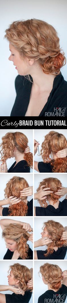 Curly bun hairstyle tutorial – two ways Love this.. curly hair is hard to style Hair Romance Curly, Bun Hairstyle Tutorial, Curly Bun Hairstyles, Side Bun, Curly Bun, Hair Romance, Messy Curls, Hair Bun Tutorial, Bun Hairstyle