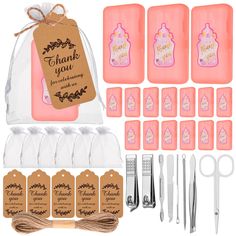 PRICES MAY VARY. 【Package Included】: The nail art set we provide to our guests includes 24 comprehensive sets of effective nail care; 24 white organza bags, 24 thank you tags, 24 bottle stickers and 1 bundle of hemp rope, each set comes with 8 tools, such as nail clippers and tweezers, as well as various nail and foot care tools, as well as other hand, face, and foot care tools, enough to meet your daily life and various party preferences, leaving a deep impression on family and friends. 【High Q Nail Care Tools, Shower Party Favors, Friends High, Daily Nail, Nail Art Set, Pedicure Kit, Travel Box, Nail Beauty, Baby Shower Party Favors