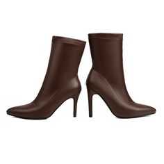 Shop Brown Vegan Leather Sock Boots Stiletto Heel Pointed Toe Ankle Boots for Women color Brown for Anniversary, Dancing Club, Hanging out, Party, Work with worldwide Free shipping & Free return. Fitted High Heel Martin Boots For Fall, Trendy Fitted Ankle-high Martin Boots, Fitted Ankle Martin Boots For Fall, Fitted Ankle-high Martin Boots For Winter, Elegant Ankle-high Martin Boots, Elegant Fitted Ankle-high Martin Boots, Elegant Fitted Martin Boots For Fall, Elegant Brown Party Booties, Fitted Faux Leather Booties For Fall