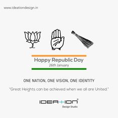 a poster with the words happy republic day and an image of two hands holding flowers