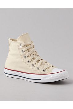 Cotton canvas upper/Round toe/Lace-up silhouette/OrthoLite cushioning/Iconic Chuck Taylor ankle patch/Diamond pattern rubber outsole Cream High-top Lace-up Sneakers With Rubber Sole, Cream Lace-up High-top Sneakers With Rubber Sole, Beige High-top Canvas Sneakers With Vulcanized Sole, Beige Canvas High-top Sneakers With Vulcanized Sole, Beige Canvas High-top Sneakers With Gum Sole, Cream Canvas Sneakers With Laces, Beige High-top Canvas Sneakers, Cream Lace-up Canvas Shoes, Cream Canvas Shoes With Laces For Streetwear