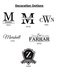 four different logos with the letters m, n, c, and w on them