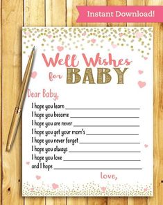 a baby shower game with the words well wishes for baby