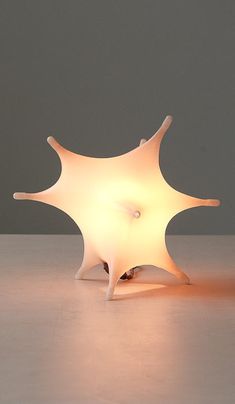 a white light sitting on top of a table