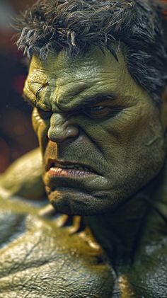 a close up of the face and shoulders of a man with green paint on his face