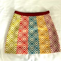 Frnch Patchwork Skirt Size Large Pretty Spring Colors Nwt New Condition Never Worn See Photos For Sizing Green Coral Blue Mustard Lilac And Cream Offers Welcome! Multicolor Cotton Mini Skirt With Lining, Chic Multicolor Cotton Skirt, Fitted Multicolor Color Block Skirt, Patchwork Skirt, Trending Fashion, Coral Blue, Spring Colors, Color Splash, Mustard