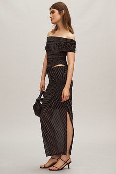 Polyester, elastane Pull-on styling Dry clean Imported | Mesh Maxi Skirt by Maeve in Black, Women's, Size: 3 X, Polyester/Elastane at Anthropologie Summer Party Maxi Skirt In Elastane, Fitted Elastane Maxi Skirt For Spring, Spring Fitted Maxi Skirt In Elastane, Summer Night Out Elastane Skirt, Summer High Waist Elastane Skirt For Night Out, Summer Elastane Skirt For Night Out, Casual Fitted Ruched Maxi Skirt, Casual Fitted Maxi Skirt For Date Night, Chic Fitted Ruched Maxi Skirt