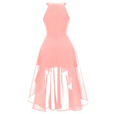 Pink Halter Lace Chiffon Evening Dress Sleeveless Cocktail Chiffon Dress, Chiffon Lace Evening Dress For Summer, Sleeveless Chiffon Dress For Cocktail, Summer Evening Chiffon Dress With Lace, Fitted Chiffon Dress For Wedding Guest, Sheer Chiffon Spring Party Dress, Flowy Chiffon Party Dress, Sheer Chiffon Dress For Spring Party, Spring Sheer Chiffon Party Dress