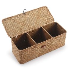 PRICES MAY VARY. The storage basket is made of 100% natural handwoven seagrass, insert metal frame for firm and keep shape; designed with lid for storage; 3 compartments for organizing Package include one seagrass basket: 16.5inch/42cm L x 5.5inch/14cm W x 5.5inch/14cm H Great for tabletop or shelf organize small stuff like keys, cosmetics or put in wardrobe drawer for storing underwear or socks; Also could be used in washroom to organize Multifunction: Can used as storage bins, hamper baskets, Wicker Basket With Lid, Storage Basket With Lid, Seagrass Storage Baskets, Storage Baskets With Lids, Rectangular Baskets, Natural Baskets, Basket With Lid, Seagrass Basket, Woven Baskets Storage