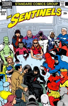 the cover to comic book, featuring an image of many people sitting around a table