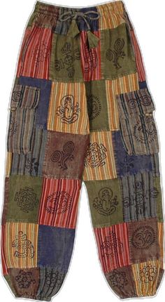 Multicolor Hippie Harem Bottoms, Hippie Harem Bottoms With Patchwork, Hippy Patchwork Pants, Hippie Loose-fit Multicolor Harem Pants, Hippie Wide-leg Patchwork Pants, Patchwork Pants, Cotton Harem Pants, Pants Cotton, Split Skirt