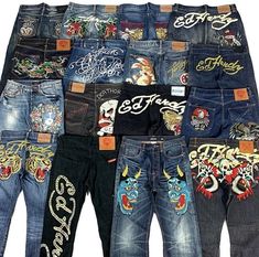 Edhardy Jeans, Edhardy Y2k, Jeans 2000s, Ed Hardy Jeans, Instagram Creator, Tomboy Style Outfits, Estilo Punk