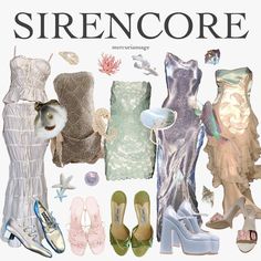 there are many different types of clothing and shoes on this page in the book sirencore