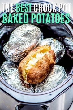 the best crock pot baked potatoes in an electric pressure cooker with text overlay