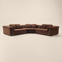 An ultra-comfy silhouette with all sorts of laid-back vibes—and just like its name suggests, our Hammock Collection is made for relaxation. With plush horizontal channel stitching and on-trend fabric, it’s a total showstopper (!) | Hammock 3-Piece Sectional in Brown | by Value City Furniture Hammock Couch, Modern Couch Sectional, Modern Leather Sectional, Trend Fabrics, Brown House, American Signature Furniture, Value City Furniture, 3 Piece Sectional, City Furniture