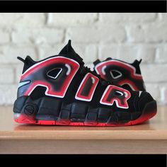 Nike Air More Uptempo ‘96 Black/Laser Crimson/White Cj6129-001 Size 11 Black Custom Sneakers With Air Max Cushioning, Casual Basketball Shoes With Red Sole For Streetwear, Casual Basketball Shoes With Red Sole, Nike Dynamic Black Custom Sneakers, Nike Custom Black Dynamic Sneakers, Nike Black Dynamic High-top Sneakers, Dynamic Black Nike Custom Sneakers, Casual Basketball Shoes With Red Sole For Light Sports, Casual Black Custom Sneakers With Air Max Cushioning