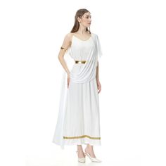 Greek Godesses Outfit, Greek Toga Woman, Hermes Cosplay, Greek Style Dress, Greek Toga, Toga Dress, Gold Leaf Headband, Greek Dress, Greek Costume