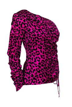 Go flashy and fierce with this statement blouse from Milly! Made in a sultry one-shouldered design with a bright and bold leopard print on oh-so-soft silk, this wow piece is perfect for party princesses who love their animal print! Roar into the club in style when you pair this beauty with leather pants and sky high stilettos. Size 4 Shell: 100% Silk Lining: 100% Polyester Concealed side zipper Lined One-shouldered design w/ long sleeve Textured leopard print design Ruching on sleeve and left si Statement Blouse, Uniform Shop, Sweater Trends, Black Leopard Print, Buy Shoes Online, Black Leopard, Princess Party, Sky High, The Club