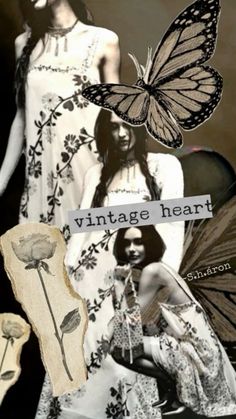 two women with butterflies on their wings and the words vintage heart