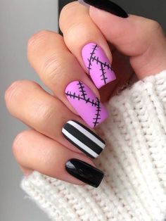 Black Halloween Nails, Nail Art Halloween, Holloween Nails, Halloween Acrylic, Halloween Nails Easy, Halloween Acrylic Nails, Cute Halloween Nails, Fall Gel Nails, Her Nails