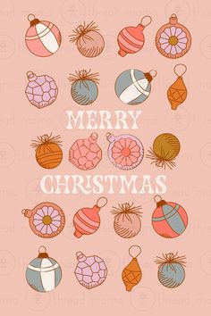 merry christmas ornaments on a pink background