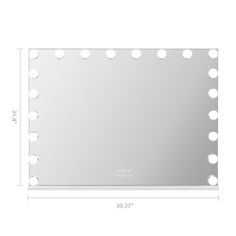 the vanity mirror is shown with lights on it and measurements for each section in front