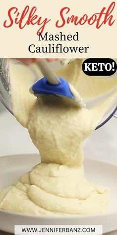 a person using a spatula to make mashed cauliflower