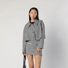 New With Tags And Sold Out Black And White Laped Collar Blazer With Long Sleeves And Dropped Shoulders Contrasting Inner Lining Front Embossed Metal Button Clousure Runs Little Oversized Trendy Gingham Long Sleeve Outerwear, Trendy Houndstooth Outerwear For Spring, Plaid Houndstooth Outerwear For Spring, Spring Houndstooth Plaid Outerwear, Chic Houndstooth Outerwear For Spring, Chic Gingham Long Sleeve Outerwear, Spring Gingham Outerwear For Work, Zara Houndstooth Outerwear For Work, Zara Casual Outerwear With Houndstooth Pattern