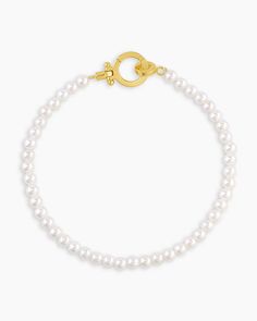 Made with lustrous pearls and featuring our exclusive hinge closure, the Parker Pearl Bracelet is the perfect accessory to add an air of sophistication to any ensemble. Wear this pearl bracelet alone for a timeless look, or style it with other bracelets to create a stunning stack. Parker Pearl Bracelet in Pearl/18k Gold, Women's by gorjana Elegant Pearl Bracelet With Lobster Clasp And Round Beads, Elegant Pearl Bracelet With Lobster Clasp, Elegant White Pearl Bracelet With Lobster Clasp, Elegant Pearl Bracelet With Lobster Clasp For Wedding, Coastal Granddaughter Jewelry, Resin Diy Crafts, Costal Granddaughter, Bridesmaid Stuff, Burr Basket