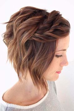 Gorgeous Prom Hairstyles for Short Hair for 2017 ★ See more: http://lovehairstyles.com/prom-hairstyles-for-short-hair/ Flatiron Curls, Aline Bob, Double Twist, Inverted Bob, Short Wavy Hair, Short Hairstyle