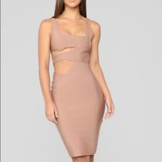 Taupe Bandage Party Dress Nwt Stephanie Rayner, Fashion Nova Dress, Fashion Nova Dresses, Dresses Party, Xl Dress, Fashion Nova, Colorful Dresses, Party Dress, Women's Fashion