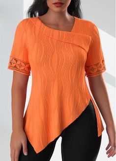 Color:Orange;Size:S;Size:M;Size:L;Size:XL;Size:XXL;Package Contents:1 X T Shirt;Occasion:Other;Style:Bohemian; Women Short Sleeve Blouse, Asymmetrical Tops For Women, Shirt Tops For Women, T Shirt With Pocket, Cheap Womens Tops, Beach Bridesmaid Dresses, Stylish Tops For Women, Trendy Tops For Women, Plaid Outfits