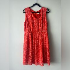 Red Polka Dotted Zipper 14 1/2” Pit To Pit 19 1/2” Top To Bottom 38 1/2 -39” Sleeveless Midi Dress, Karen Walker, Red Polka Dot, Midi Dress Sleeveless, Anthropologie Dress, Anthropology, Anthropologie Dresses, Red White, Anthropologie