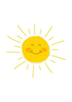 a drawing of a smiling sun with rays coming out of it's face and eyes