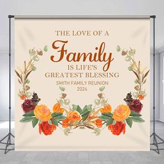 the love of a family is life's greatest blessing with flowers and leaves on it