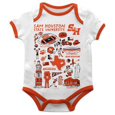 Sam Houston Bearkats Hand Sketched Vive La Fete Impressions Artwork Infant White Short Sleeve Onesie Bodysuit Fitted Short Sleeve Bodysuit With Graphic Print, Red Short Sleeve Cotton Bodysuit, Red Cotton Short Sleeve Bodysuit, Fitted Graphic Print Short Sleeve Bodysuit, White Short Sleeve Bodysuit With Graphic Print, White Fitted Short Sleeve Bodysuit With Graphic Print, Fitted Short Sleeve Bodysuit With Cartoon Print, Cotton Bodysuit With Cartoon Print And Short Sleeves, Cute Red Short Sleeve Bodysuit