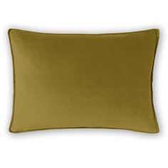 an olive green velvet pillow on a white background