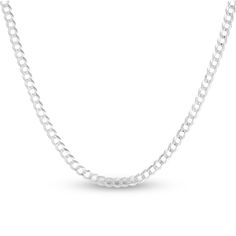 This 20-inch curb chain necklace is chic on its own or in a layered look. Fashioned in 14K white gold, the chain is approximately 2.6mm wide and secures with a lobster clasp. White Gold Cuban Link Necklace With Adjustable Chain, White Gold Cuban Link Necklace With Figaro Chain, White Curb Chain Link Necklaces, Elegant White Cuban Link Necklace, White Gold Cuban Link Necklace With Curb Chain, Sterling Silver White Curb Chain Necklace, White Gold Cuban Link Curb Chain Necklace, Classic White Gold Curb Chain Necklace, Jared The Galleria Of Jewelry