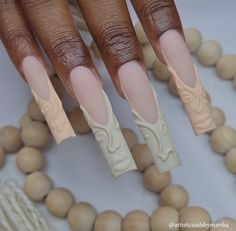 Long Fall Acrylic Nail Designs, Pink And Brown Nails Acrylic, Beige Acrylic Nails, Marshmallow Nails, Burberry Nails, Lux Nails, Ny Nails, Pro Nails, Bday Nails