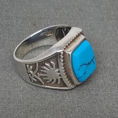 Impressive High- Quality Crafted Ring, Made Of 925 Sterling Silver Set With Turquoise Stone. Metal Purity: Solid 925 Sterling Silver Stone Type: Turquoise Stone Size: 12mm X 9mm Total Weight: 6.4g. Size: 9. Size Can Be Adjusted Up. Included: Silver & Gold Polishing Cloth With Lasting Shine. Blue Turquoise Ring In Sterling Silver Stamped 925, Blue Turquoise Sterling Silver Ring Stamped 925, Blue Turquoise Ring In Sterling Silver, Southwestern Style Blue Round Ring, Handmade Sterling Silver Turquoise Ring, Sterling Silver Turquoise Ring With Polished Finish For Anniversary, Blue Turquoise Ring With Large Stone In Sterling Silver, Blue Turquoise Sterling Silver Ring, Southwestern Blue Open Ring Jewelry