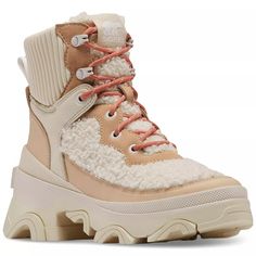 New Brex Cozy Lace Booties Color: Nova Sand Material: Leather / Faux Fur Heel: 2" Condition: New In Box Waterproof Winter Boots Women, Moon Boots Outfit, Sorel Wedge Boots, Faux Fur Heels, Sorel Boots Womens, Collage Elements, Fur Heels, Lace Booties, Oufits Casual