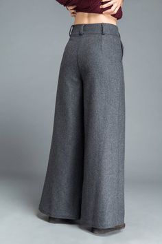 Maxi pants gray pants wool pants winter pants womens | Etsy Elegant Gray Wide Leg Pants With Pockets, Elegant Gray Wide Leg Pants, Elegant Gray Full-length Wide Leg Pants, Elegant Gray Wide Leg Pants For Fall, Chic Gray Wide Leg Full Length Pants, Chic Gray Wide Leg Pants, Gray High Waist Winter Pants, Elegant Wide Leg Gray Bottoms, Elegant Gray Wide Leg Bottoms