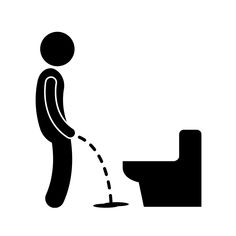 a black and white silhouette of a person watering water from a toilet