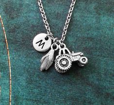 Tractor Necklace SMALL Tractor Jewelry Farming Necklace Farmer Necklace Farm Gift Corn on the Cob Ch Small Tractors, Cowgirl Accessories, Dad Keychain, Country Jewelry, Country Stuff, Farm Gifts, Boy Celebrities, Corn On The Cob, Small Charms