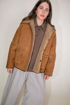 CAWLEY STUDIO Avis British Sheepskin Jacket - Natural Brown Sheepskin Outerwear For Work, Brown Lambswool Outerwear For Fall, Brown Lambswool Long Sleeve Outerwear, Oversized Coats, Oversize Style, Cozy Fall Outfits, Golden Tan, Sheepskin Jacket, Fall Winter Wardrobe