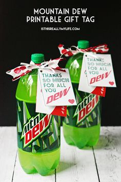 mountain dew printable gift tags on bottles